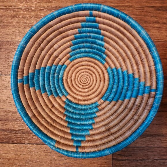 Baskets Set Round Wall Decor & Storage Pink/Brown and Blue/Tan 8" - Picture 2 of 7